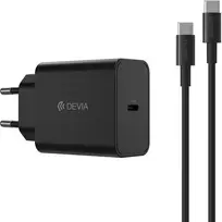 Devia laidinis įkroviklis Rocket PD 45W 1x USB-C juodos spalvos+ kabelis USB-C - USB-C