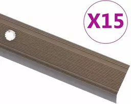 Profiliai laiptams, 15vnt., rudi, 90 cm, aliuminis, L formos