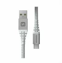 Swissten duomenų kabelis Kevlar USB / USB-C 1.5 M Baltas