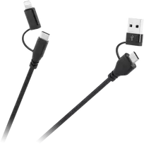 Cabletech Kabelis USB A/C kištukas - USB C/žaibo kištukas (2+2) 1m