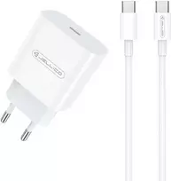 JELLICO sieninis pakrovėjas AK180 PD 20W 1xUSB-C + laidas USB-C - USB-C Baltas