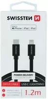 Swissten tekstylny USB-C - Lightning mFi 1.2m juoda
