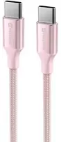 SWISSTEN TEXTILE II duomenų kabelis USB-C - USB-C 1,5 m rožinis