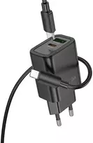 Telefono įkroviklis Hoco USB A + USB C QC3.0 PD 3A 30W + laidas USB C į Lightning N63 juodas