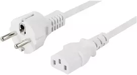 Deltaco Įžemintas prailginimo kabelis CEE 7/7 į IEC 60320 C13, 10 m, baltas