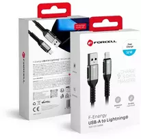 USB A tipo į „Lightning“ tipo laidas „Forcell F-Energy“ 2,4A 12W, Cafule, 3 m, C257, juodas