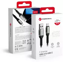 USB A į USB C laidas Forcell F-Energy QC4.0 3A 66W Cafule 3 m C256 juodas