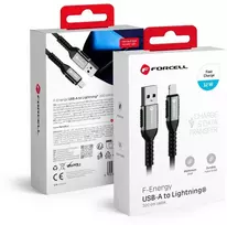 USB A tipo į „Lightning“ tipo laidas „Forcell F-Energy“ 2,4A 12W, Cafule 2 m, C257, juodas