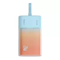 Baseus Popsicle 5200mAh 20W Powerbank with Built-in Lightning kabelis (+ Baltas Baseus Simple USB-C - USB-C 60W/20V/3A/30cm kabelis) - mėlyna-oranžinė