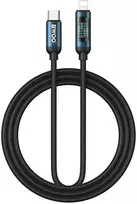 BWOO USB-C - USB-C cable 1m 60W with LED ekranas, braided, juodas