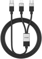 Usams BWOO Pintas "2-in-1" kabelis USB-C - USB-C ir "Lightning" 1 m 100W27W juodas