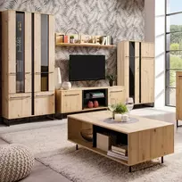 Homestyle4U Svetainės sieninė sekcija, 339x193x42 cm, ruda