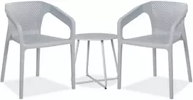 Homestyle4U Sodo baldų komplektas, 3 dalių lauko bistro komplektas, 55x74,5x54 cm, pilka