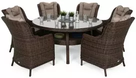 Lauko baldų komplektas Bristol Round Elegant 150 cm, 6+1, Brown Mat / Brown Melange