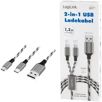 LogiLink Kabelis USB2.0 A/M arba micro USB + USB-C, 1,2m