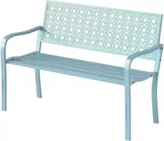 Outsunny 2 vietų sodo suoliukas, oro sąlygoms atsparus suoliukas, sodo baldai su atlošu ir porankiais, parko suoliukas, 240 kg apkrova, suoliukas balkonui, terasai, sodui, 127 x 63 x 85 cm, mėlynas