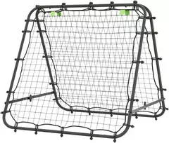 HOMCOM futbolo atšokimo sienelė, grąžinimo tinklas, dvipusis, reguliuojamas 5 padėtimis, futbolo treniruotėms, plienas, juoda, 100 x 95 x 90 cm