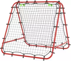 "HOMCOM" futbolo atmušimo įrenginys "kickback goal" atmušimo sienelės tinklas dvipusis atmušimo tinklas, reguliuojamas 5 lygiais, skirtas futbolo treniruotėms plienas raudonas 100 x 95 x 90 cm