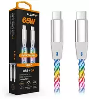 Data cable ALIGATOR POWER 3A 65W, USB-C/USB-C, 1.2m luminous