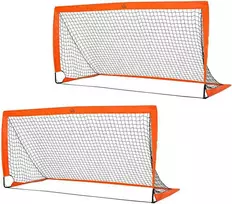 HOMCOM Futbolo vartai, futbolo tinklas, 2 mini vartų rinkinys, sulankstomi, metaliniai, Oksfordo audinys, vaikams, lauko, oranžiniai, 183 x 90 x 90 cm