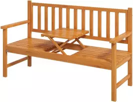 "Outsunny" sodo suoliukas 3 vietų suoliukas stalas porankis medinis suoliukas iki 280 kg balkonas terasa šviesiai ruda 153x56x91cm