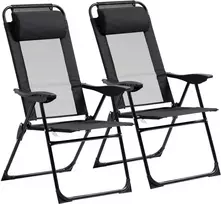 "Outsunny" 2 sulankstomų kėdžių rinkinys Sulankstoma sodo kėdė su reguliuojamu atlošu, atlošu, ranktūriu, skirta sodo balkonui iki 120 kg apkrovos