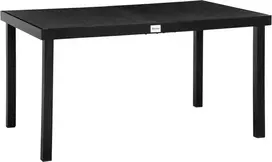Outsunny Sodo stalas 6 asmenų valgomojo stalas lengvai prižiūrimas aliuminio stalas sodo baldai plastikiniai juodi 140x90x74cm