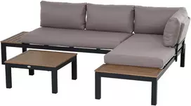 Lauko baldų komplektas Outsunny 3 dalių sodo baldų komplektas su šoniniu staliuku, sofa su pagalvėlėmis, lauko, aliuminis, 164 x 74 x 69 cm