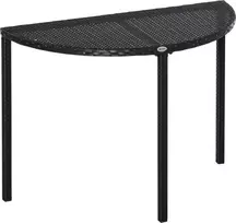 Outsunny Pusapvalis sodo staliukas iš poliratano ir metalo, juodas, 100 x 50 x 74 cm
