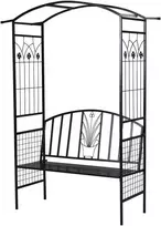 Outsunny Metalinis suoliukas arka vijokliniams augalams - juodas 154 x 60 x 205 cm