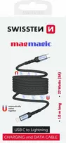 „Swissten“ magnetinis savaime apvyniojamas USB-C / „Lightning“ duomenų kabelis 1 m