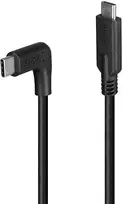 USB Kabelis - LINDY USB 3.2 Type C Laidas, M/M, 90° Kampu, 10Gbps, 60W PD, 1 m, Juodas
