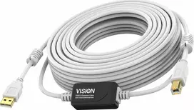 USB kabelis Vision USB-A - USB-B 10 m, baltas (TC 10MUSB+/2)