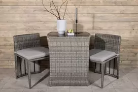 Lauko baldų komplektas Venture Design Kavinės komplektas, Savana, Stalas: 75x66x50 cm Kėdė: 71x55x45 cm, Pilka