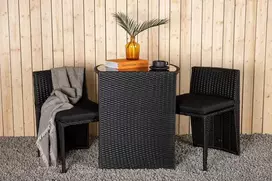 Lauko baldų komplektas Venture Design Kavinės komplektas, Savana, Stalas: 75x66x50 cm Kėdė: 71x55x45 cm, Juoda