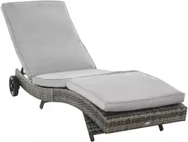 Outsunny Sodo gultas su pagalvėle 5 pakopų reguliuojamas S formos saulės gultas - pilkas 207 x 70 x 70 cm