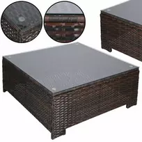 Lauko baldų komplektas Modulinis sodo baldų komplektas Springos GF0062 staliukas, fotelis, sofa, 4 moduliai, rudos-kreminės spalvos