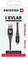 Kabelis USB Swissten USB-A - Lightning 1.5 m Pilka (71543010)