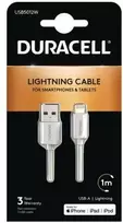 Duracell Sinchronizavimo / įkrovimo laidas 1 metro, baltas, 1 m, USB A, Lightning, 2.0, baltas