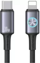 USAMS Huan Series SJ753 30W USB-C į Lightning kabelis 1.2 m tamsiai pilkas