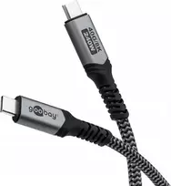 „Goobay“ | USB-C laidas su tekstiliniu apvalkalu, USB4, 240 W, 40Gbit/s, maitinimo šaltinis, 0,5 m, Juodas/Pilkas | 74210
