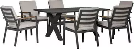 Lauko baldų komplektas Outsunny Prabangus sodo valgomojo baldų komplektas 6 asmenims, 6 kėdės, 1 stalas, atsparus oro sąlygoms, 175 x 92,5 x 73 cm