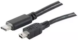 S-Conn S/CONN 77144-1.0, 1 m, USB C, Mini USB B, USB 2.0, 0,48Gbit/s, Juoda