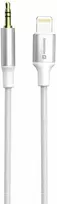 SWISSTEN TEXTILE Garso adapteris Lightning - 3,5 mm lizdas 1,5 m baltas
