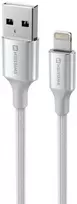 SWISSTEN TEXTILE II duomenų kabelis USB - Lightning 1,5m baltas