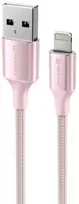 SWISSTEN TEXTILE II duomenų kabelis USB - Lightning 1,5m rožinis