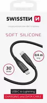 „Swissten“ minkštas silikoninis USB-C - „Lightning“ 30 W duomenų ir įkrovimo laidas, 0,4 m