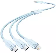 USB 2.0 A iki 3in1 3A laidas Vention CTPLG 1.5M (mėlynas)