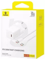 Baseus GaN5 USB-C 30W su kablem Baseus Dynamic 3 USB-C 100W 1m - balta