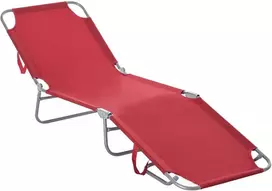 "Outsunny" sulankstomas sodo gultas, 5 padėčių reguliuojamo atlošo gultas, oro sąlygoms atsparus kempingo gultas, sodo gultas, kurio keliamoji galia iki 120 kg, skirtas atostogoms sode, lauko paplūdimiui, baseinui, vyno raudonos spalvos